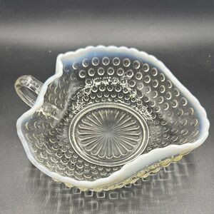 Elegant Glass Art Bowl with White Accents